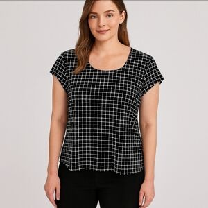 Premise Studio Black Checkered Plus Size Top Sz XL